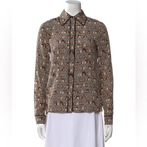 Alice + Olivia Silk Printed Button-Up Blouse